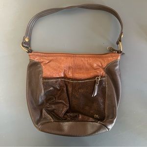 The Sak Iris Leather Small Hobo Boho Shoulder Bag/Purse metallic Brown/Black